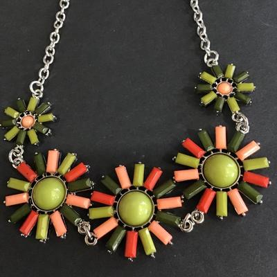 Vintage beaded flower statement necklace