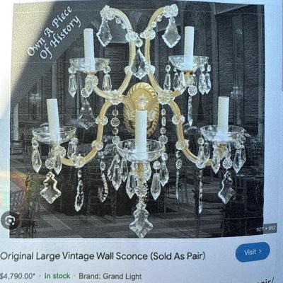 Sale Photo Thumbnail #23: Two beautiful Sconces. I believe these are from Czechoslovakia . These are stunning! The price they bought them for was over $4,000. 
Buy it now price $3,000.
