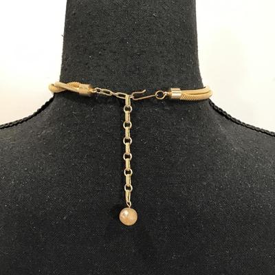 Gorgeous, vintage, gold, tone faux pearls double chin Y drop necklace