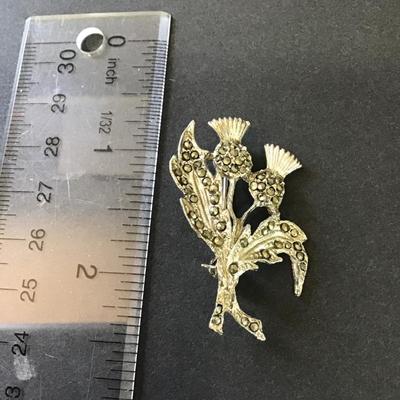 Beautiful Vintage Marcasite Scottish thistle brooch