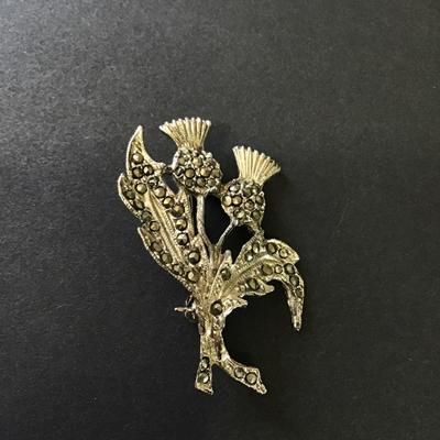 Beautiful Vintage Marcasite Scottish thistle brooch