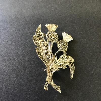 Beautiful Vintage Marcasite Scottish thistle brooch