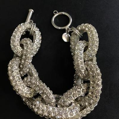 Chunky rhinestone link toggle bracelet