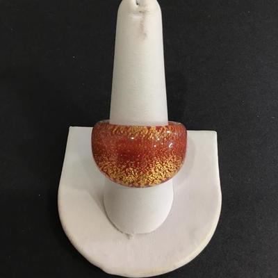 Cool red and gold glass ring