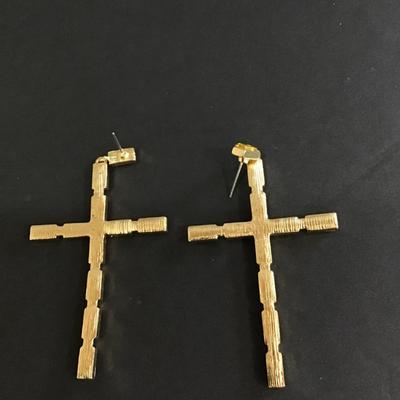 Multicolor crystal cross earrings