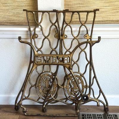 Antique Singer Sewing Machine Base – 3-Piece Cast Iron Cabinet