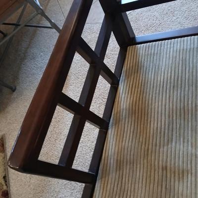 Mid-Century Modern Style Wood Accent Chair with Cushions Najarian Furniture Grid-Back Accent Chair with Cushions