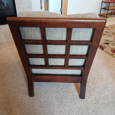 Mid-Century Modern Style Wood Accent Chair with Cushions Najarian Furniture Grid-Back Accent Chair with Cushions