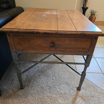 Rustic Industrial style Side Table with Drawer