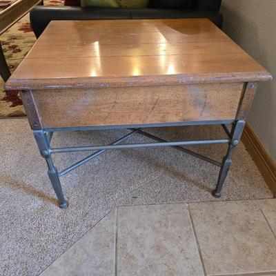 Rustic Industrial style Side Table with Drawer
