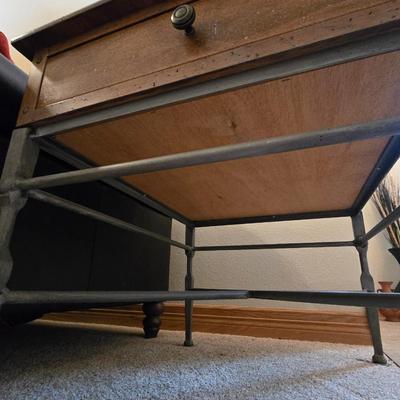 Rustic Industrial style Side Table with Drawer