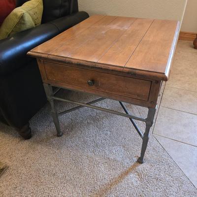 Rustic Industrial style Side Table with Drawer