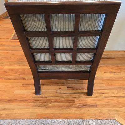 Mid-Century Modern Style Wood Accent Chair with Cushions Najarian Furniture Grid-Back Accent Chair with Cushions