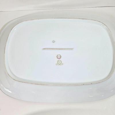 LOT 58D: Antique/Vintage Elegant Limoges China Collection, Gravy Boat W/Attached Underplate, Serving Platters & Covered Serving Dish
