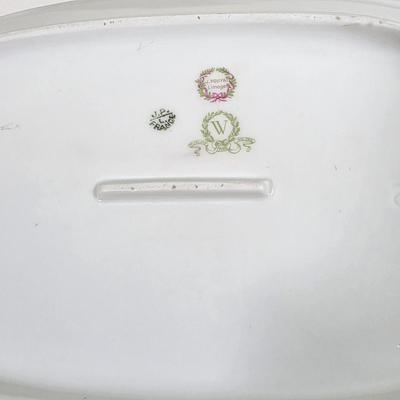 LOT 58D: Antique/Vintage Elegant Limoges China Collection, Gravy Boat W/Attached Underplate, Serving Platters & Covered Serving Dish