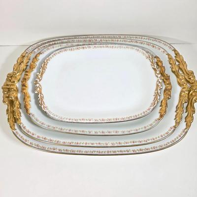 LOT 58D: Antique/Vintage Elegant Limoges China Collection, Gravy Boat W/Attached Underplate, Serving Platters & Covered Serving Dish