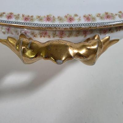 LOT 58D: Antique/Vintage Elegant Limoges China Collection, Gravy Boat W/Attached Underplate, Serving Platters & Covered Serving Dish