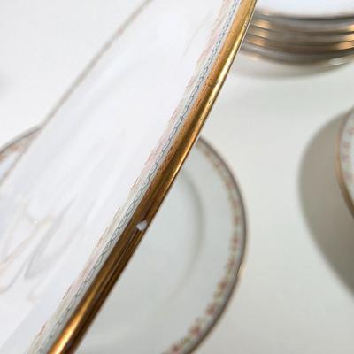 LOT 59D: Vintage "Rose French Chic" Limoges China, Teacups W/Saucers, Assorted Plate Sizes & Bowls