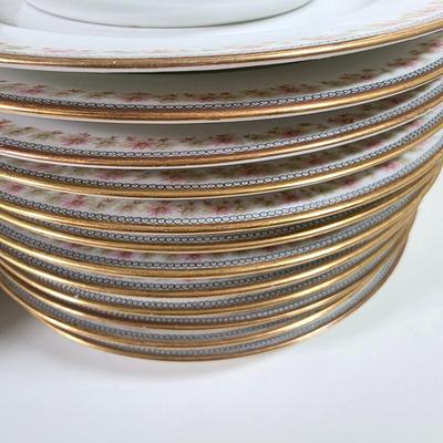 LOT 59D: Vintage "Rose French Chic" Limoges China, Teacups W/Saucers, Assorted Plate Sizes & Bowls