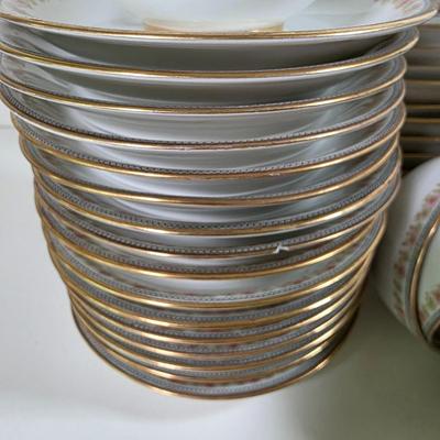 LOT 59D: Vintage "Rose French Chic" Limoges China, Teacups W/Saucers, Assorted Plate Sizes & Bowls