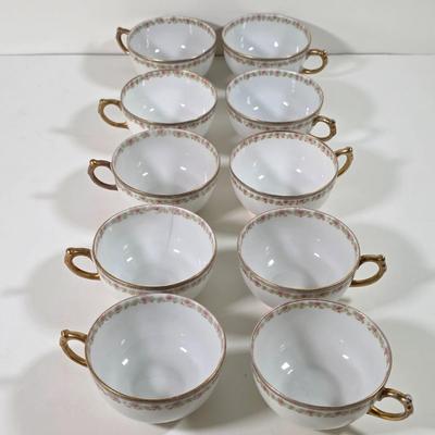 LOT 59D: Vintage "Rose French Chic" Limoges China, Teacups W/Saucers, Assorted Plate Sizes & Bowls