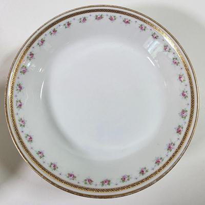 LOT 59D: Vintage "Rose French Chic" Limoges China, Teacups W/Saucers, Assorted Plate Sizes & Bowls