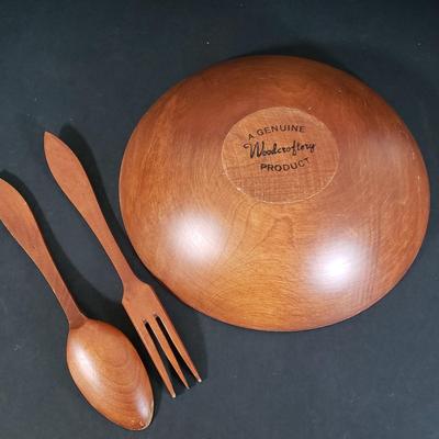 LOT 85D: MCM Servingware; Couroc, Wooden Turned Bowls, Woodcroftery Set, and More