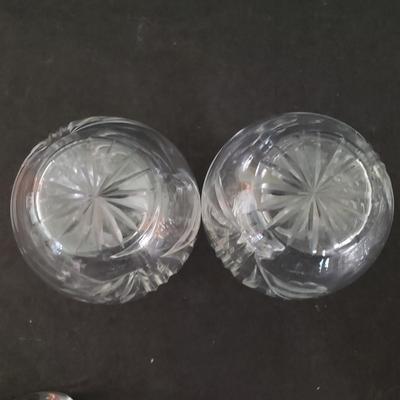 LOT 86D: Etched Glass Cruets, Condiment Jar, Trinket Dish, and More