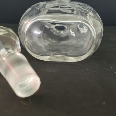LOT 86D: Etched Glass Cruets, Condiment Jar, Trinket Dish, and More