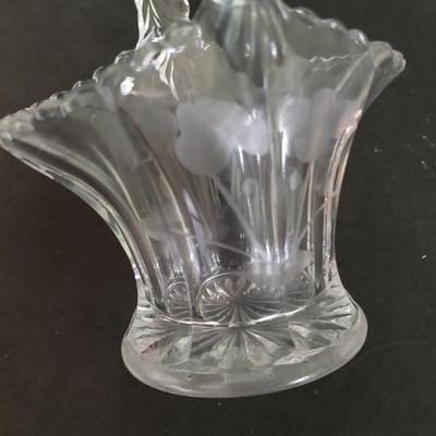 LOT 86D: Etched Glass Cruets, Condiment Jar, Trinket Dish, and More
