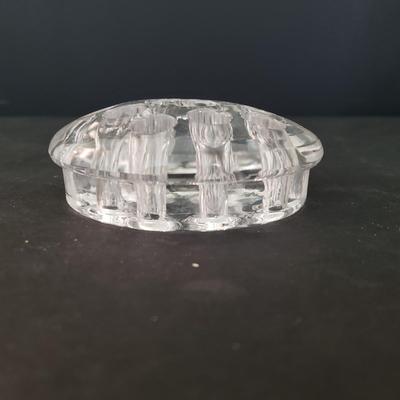 LOT 86D: Etched Glass Cruets, Condiment Jar, Trinket Dish, and More