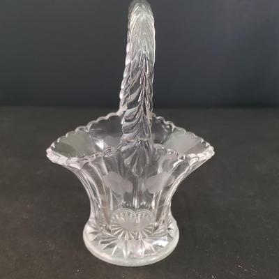 LOT 86D: Etched Glass Cruets, Condiment Jar, Trinket Dish, and More