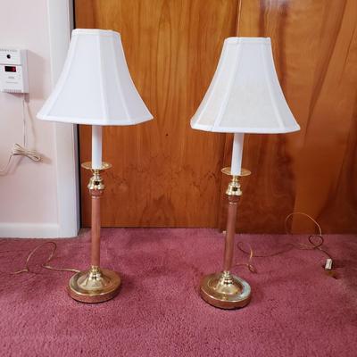 LOT 91X: Pair of Brass Style Table Lamps with Shades