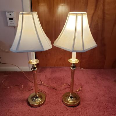LOT 91X: Pair of Brass Style Table Lamps with Shades