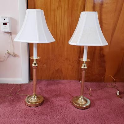 LOT 91X: Pair of Brass Style Table Lamps with Shades