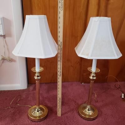 LOT 91X: Pair of Brass Style Table Lamps with Shades