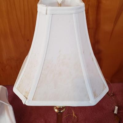 LOT 91X: Pair of Brass Style Table Lamps with Shades