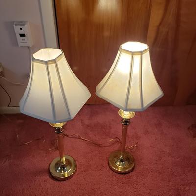 LOT 91X: Pair of Brass Style Table Lamps with Shades
