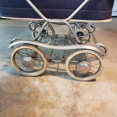 LOT 93G: Vintage Pram Baby Carriage, Vintage Baby Accessories, Large Cloth Dolls
