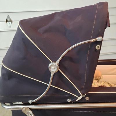 LOT 93G: Vintage Pram Baby Carriage, Vintage Baby Accessories, Large Cloth Dolls