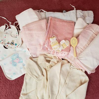 LOT 94X: Vintage Baby Accessories, Bedding, Clothing