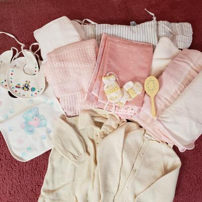 LOT 94X: Vintage Baby Accessories, Bedding, Clothing