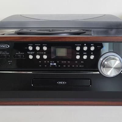 LOT 111L: Jensen JTA-475 3-Speed Turntable with CD, Cassette, and AM/FM Stereo Radio