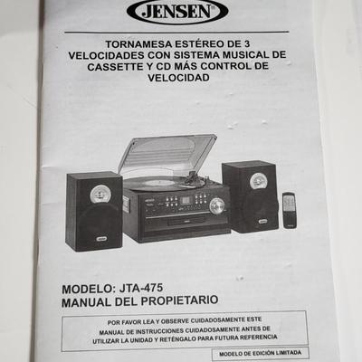 LOT 111L: Jensen JTA-475 3-Speed Turntable with CD, Cassette, and AM/FM Stereo Radio