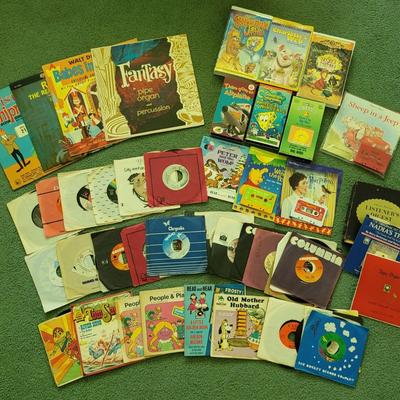LOT 112L: Assorted Vintage Children VHS Tapes and Vinyl Records