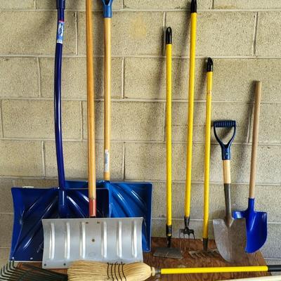 LOT 119G: Various Garden Tools and Snow Shovels