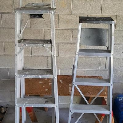 LOT 120G: Two Metal Painters Ladders - Four & Five Stepped Ladders