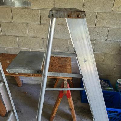 LOT 120G: Two Metal Painters Ladders - Four & Five Stepped Ladders