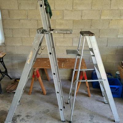 LOT 120G: Two Metal Painters Ladders - Four & Five Stepped Ladders