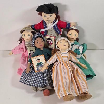 LOT 141D: Vintage Doll Collection W/Basket of Accessories, Including Heritage Signature Collection Erik & Eva Ski Dolls and Merry...